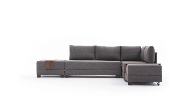 Rozkládací rohová sedačka ASPASIA, pravá, hnědá