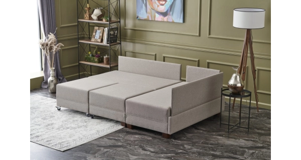 Rozkládací rohová sedačka ASPASIA, pravá, krémová