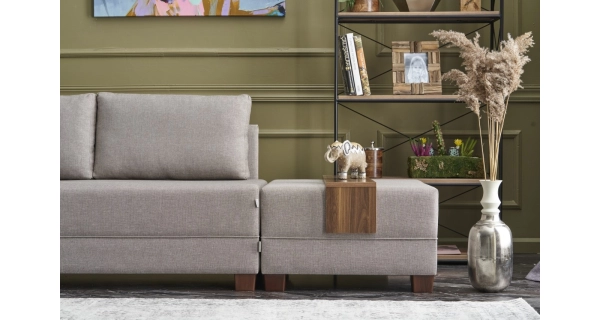 Rozkládací rohová sedačka ASPASIA, pravá, krémová