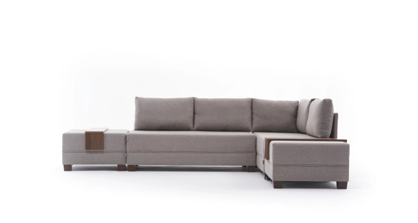 Rozkládací rohová sedačka ASPASIA, pravá, krémová