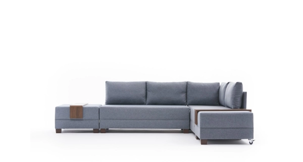 Rozkládací rohová sedačka ASPASIA, pravá, modrá