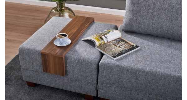 Rozkládací rohová sedačka ASPASIA, pravá, šedá