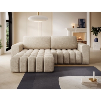 Rozkládací rohová sedačka BIFIDA 01, béžová látka, levá