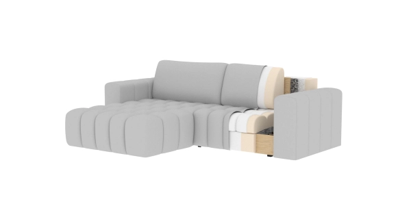 Rozkládací rohová sedačka BIFIDA 10, černá látka, levá