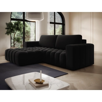 Rozkládací rohová sedačka BIFIDA 10, černá látka, levá