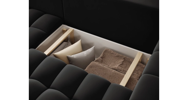 Rozkládací rohová sedačka BIFIDA 10, černá látka, levá