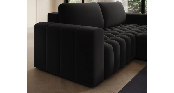 Rozkládací rohová sedačka BIFIDA 10, černá látka, pravá