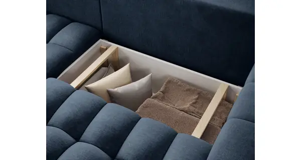 Rozkládací rohová sedačka BIFIDA 14, modrá látka, levá