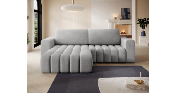 Rozkládací rohová sedačka BIFIDA 15, světle šedá látka, levá