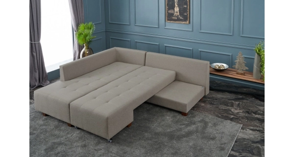 Rozkládací rohová sedačka BOB, levá, krémová