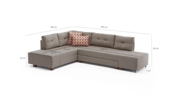 Rozkládací rohová sedačka BOB, levá, krémová