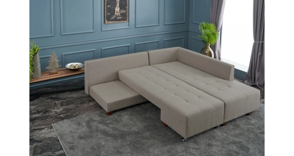 Rozkládací rohová sedačka BOB, pravá, krémová