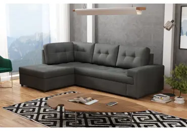 Rozkládací rohová sedačka BURLAP, levá, tmavě šedá