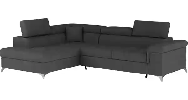 Rozkládací rohová sedačka CROCEA 03, tmavě šedá látka, levá