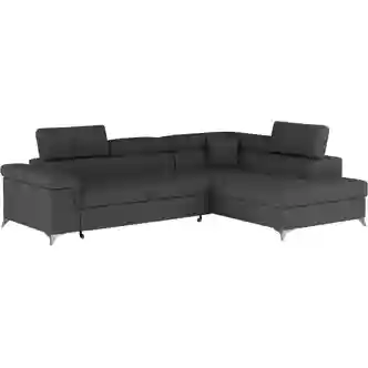 Rozkládací rohová sedačka CROCEA 03, tmavě šedá látka, pravá