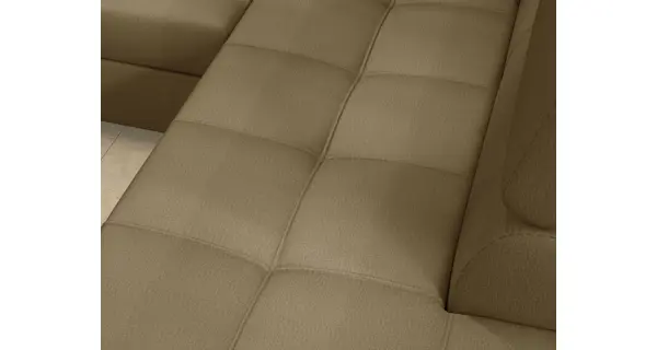 Rozkládací rohová sedačka CROCEA 06, světle hnědá látka, levá