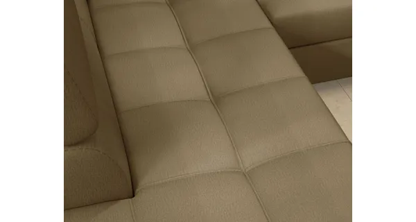 Rozkládací rohová sedačka CROCEA 06, světle hnědá látka, pravá