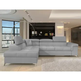 Rozkládací rohová sedačka CROCEA 11, světle šedá látka, levá