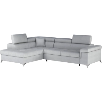 Rozkládací rohová sedačka CROCEA 11, světle šedá látka, levá