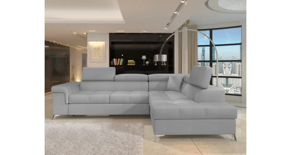 Rozkládací rohová sedačka CROCEA 11, světle šedá látka, pravá