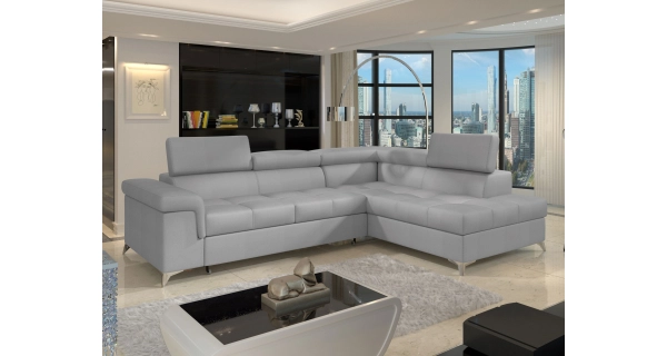 Rozkládací rohová sedačka CROCEA 11, světle šedá látka, pravá