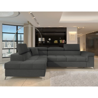 Rozkládací rohová sedačka CROCEA 13, světle šedá látka, levá