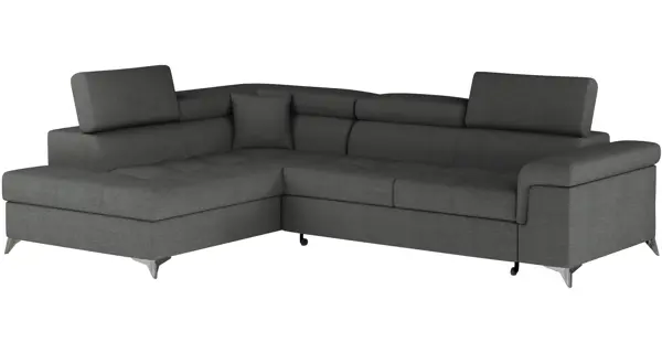 Rozkládací rohová sedačka CROCEA 13, světle šedá látka, levá