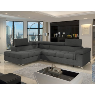 Rozkládací rohová sedačka CROCEA 13, světle šedá látka, levá