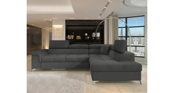 Rozkládací rohová sedačka CROCEA 13, světle šedá látka, pravá