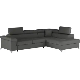 Rozkládací rohová sedačka CROCEA 13, světle šedá látka, pravá