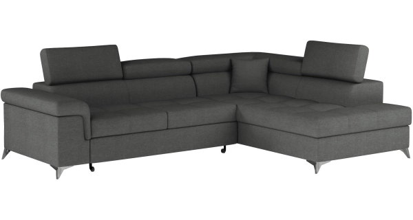 Rozkládací rohová sedačka CROCEA 13, světle šedá látka, pravá