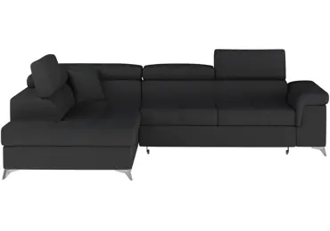 Rozkládací rohová sedačka CROCEA 14, černá látka, levá