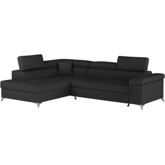 Rozkládací rohová sedačka CROCEA 14, černá látka, levá
