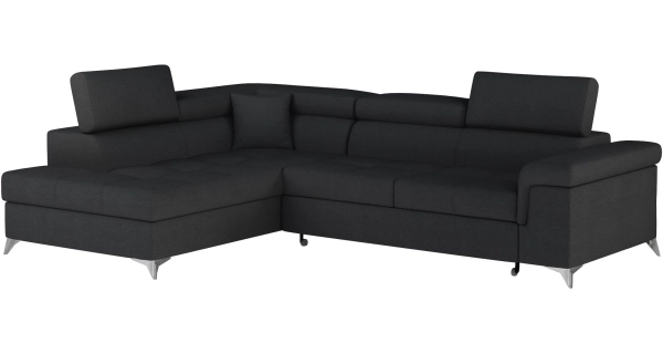 Rozkládací rohová sedačka CROCEA 14, černá látka, levá