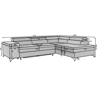 Rozkládací rohová sedačka CROCEA 14, černá látka, pravá