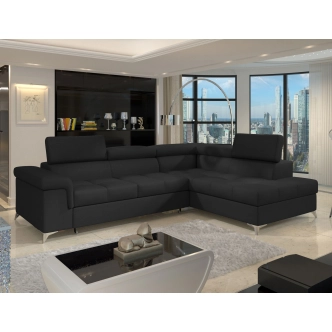 Rozkládací rohová sedačka CROCEA 14, černá látka, pravá