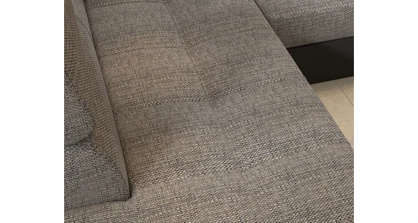 Rozkládací rohová sedačka CROCEA 15, šedá látka/černá ekokůže, pravá