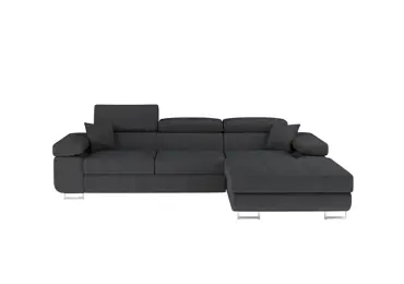 Rozkládací rohová sedačka DARPOL 22, tmavě šedá látka, pravá
