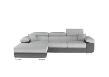 Rozkládací rohová sedačka DARPOL 27, světle šedá látka/tmavě šedá látka, levá