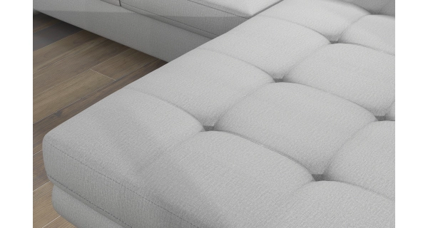 Rozkládací rohová sedačka DARPOL 28, světle šedá látka, pravá