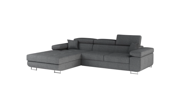 Rozkládací rohová sedačka DARPOL 37, světle šedá látka, levá