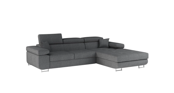 Rozkládací rohová sedačka DARPOL 37, světle šedá látka, pravá