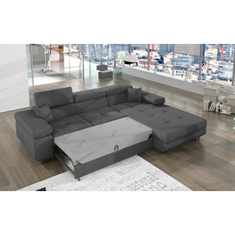 Rozkládací rohová sedačka DARPOL 37, světle šedá látka, pravá