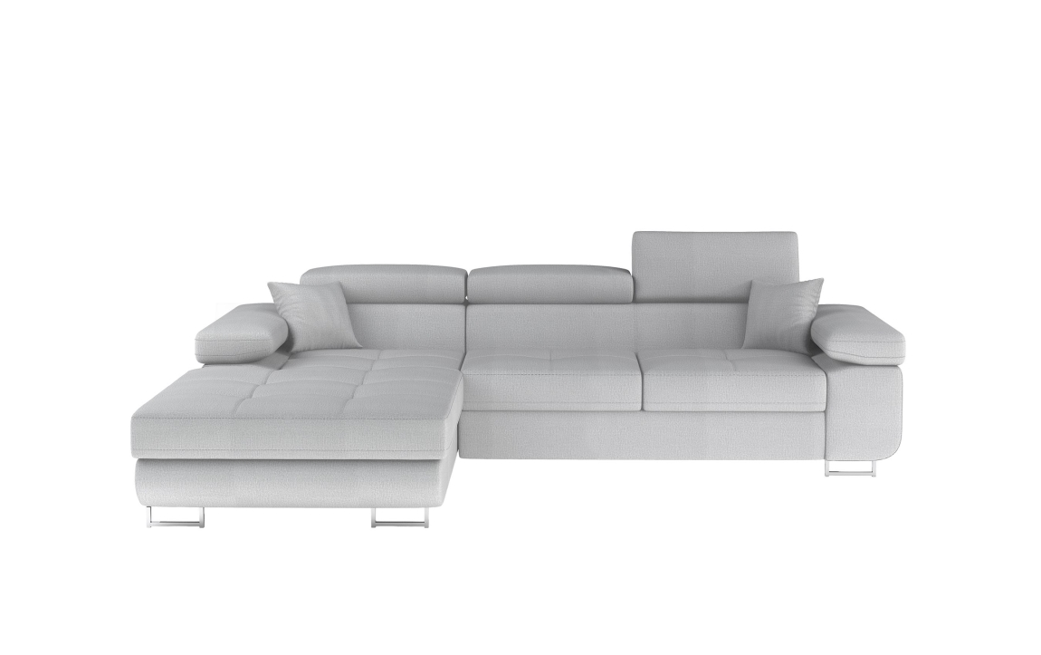 Rozkládací rohová sedačka DARPOL 28, světle šedá látka, levá