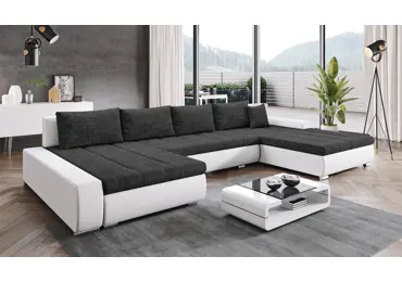 Rozkládací rohová sedačka do U LILIBET, černá/bílá
