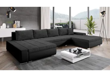 Rozkládací rohová sedačka do U LILIBET, černá