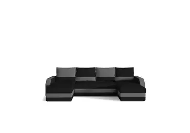 Rozkládací rohová sedačka do U POLYHYMNIA, černá/šedá