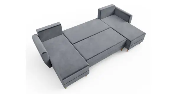 Rozkládací rohová sedačka do U SKYANG, šedá látka