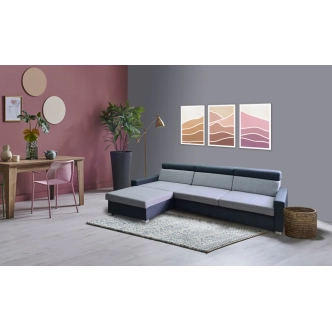 Rozkládací rohová sedačka KATMAI, levá, světle šedá látka/tmavě šedá látka