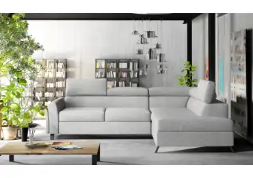 Rozkládací rohová sedačka LAVRANIA 13, světle šedá látka, pravá